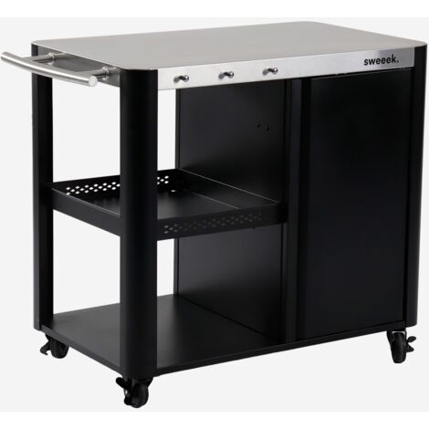 Carrello da cucina in acciaio con tavolino pieghevole, 94.5cm