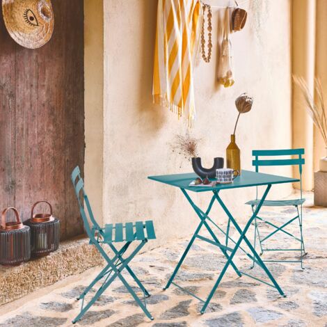 Tavolo da giardino bistrot pieghevole in metallo con 2 sedie, 70x70cm