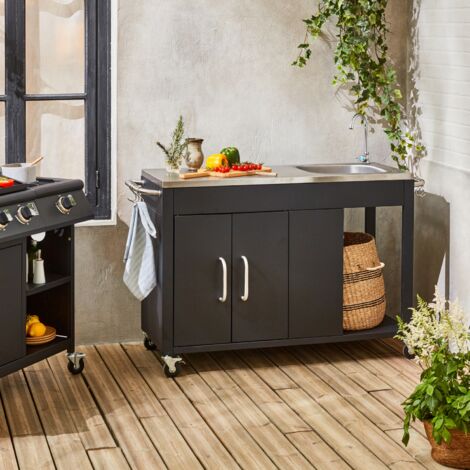 Carrello da cucina da esterno in acciaio