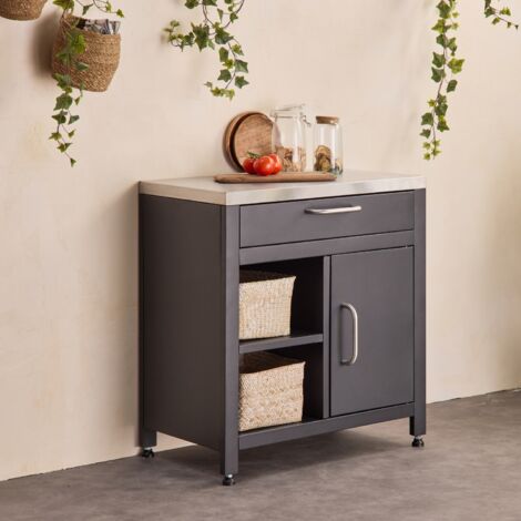 Modulo cucina da esterno in acciaio con 1 cassetto e 1 anta, 80cm