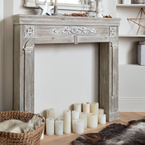 Cornice per caminetto effetto legno