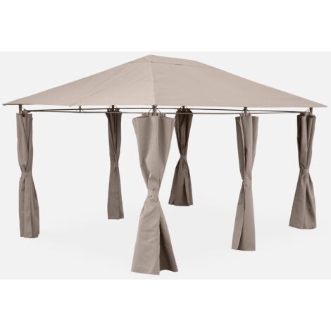 Gazebo da giardino 3x4m struttura in alluminio con tende scorrevoli