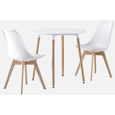 Set da pranzo tondo e 2 sedie, 80cm
