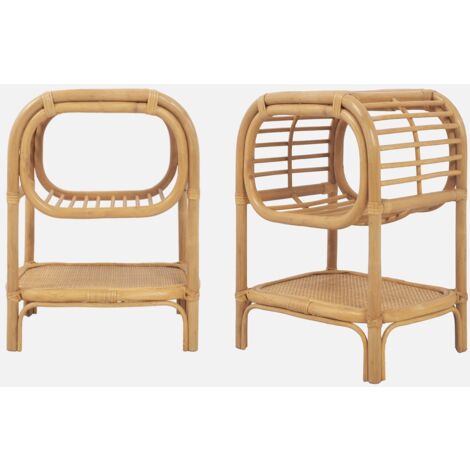 Set di 2 comodini in rattan naturale curvato, 1 vano (1/5)