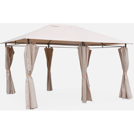 Gazebo da giardino 3x4m struttura in alluminio con tende scorrevoli
