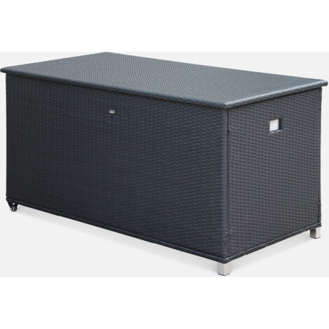 Baule da giardino in resina intrecciata con rotelle e fodera interna, 790L (1/5)