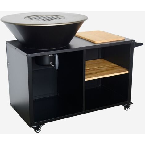 Braciere barbecue su carrello con vano portaoggetti, Ø80cm