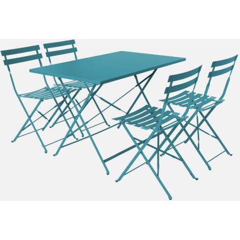 Tavolo da giardino bistrot pieghevole in metallo con 4 sedie, 110x70cm