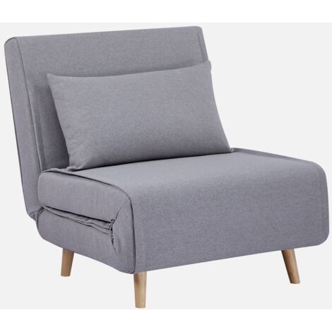 Poltrona letto convertibile tessuto con piedi in legno 1 posto