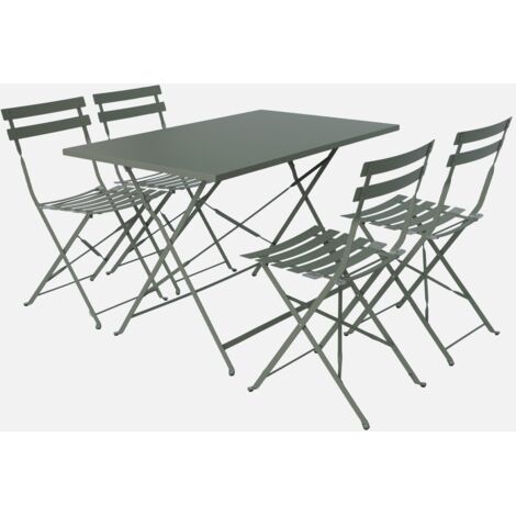 Tavolo da giardino bistrot pieghevole in metallo con 4 sedie, 110x70cm