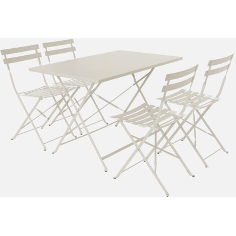 Tavolo da giardino bistrot pieghevole in metallo con 4 sedie, 110x70cm