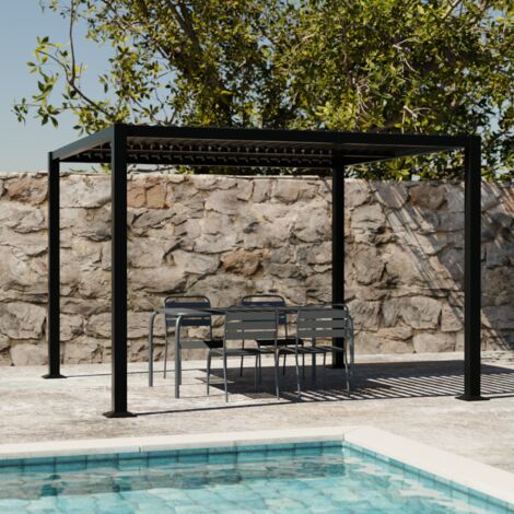 Pergola bioclimatica 3x3m in alluminio e acciaio, lamelle orientabili