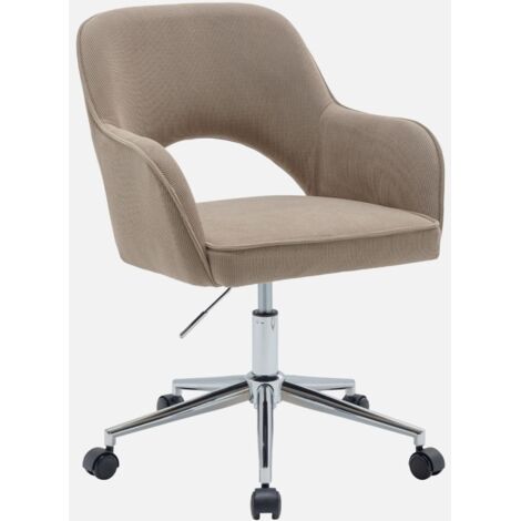 Sedia da ufficio a rotelle velluto a coste base cromata (1/5)