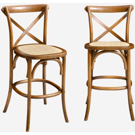 Set di 2 sgabello da bar bistrot vintage legno (1/5)