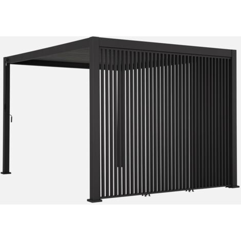 Pergola bioclimatica in alluminio 4x3m + 3 persiane verticali 100cm