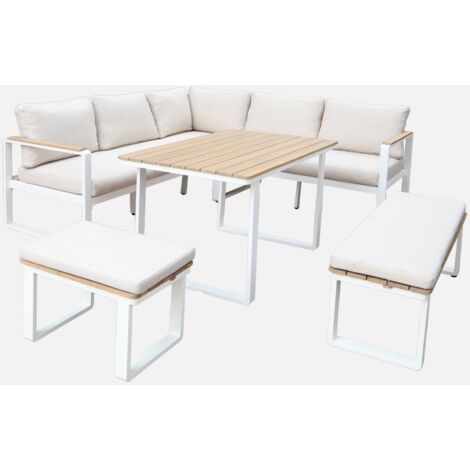 Set di mobili da giardino a 8 posti in legno di acacia e alluminio