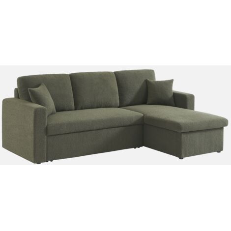 Divano letto angolare reversibile in bouclé, 3 posti