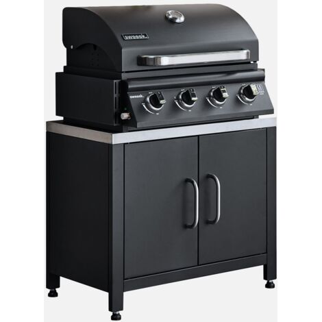 Modulo cucina da esterno in acciaio con barbecue a gas a 4 bruciatori, 80cm (1/5)