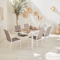 Set tavolo da giardino allungabile in alluminio con 6 sedie
