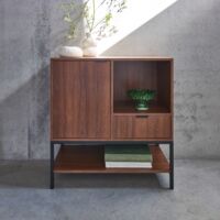 Credenza a 1 anta in legno di noce, 80cm