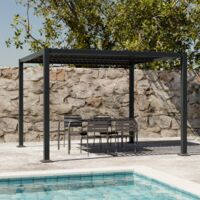 Pergola bioclimatica 3x3m in alluminio e acciaio, lamelle orientabili