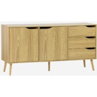 Credenza scandinava a 2 ante effetto legno di noce, 160cm