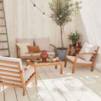 Salotto da giardino in legno, 4 posti