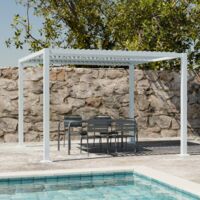 Pergola bioclimatica 3x3m in alluminio e acciaio, lamelle orientabili