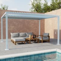 Pergola bioclimatica 3x4m in alluminio e acciaio, lamelle orientabili