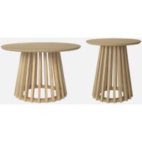 Set di 2 tavolini rotondi effetto legno, 40cm e 60cm