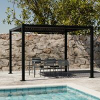 Pergola bioclimatica 3x3m in alluminio e acciaio, lamelle orientabili