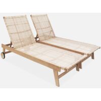 Set di 2 lettini reclinabile in legno e resina