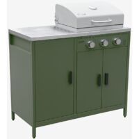 Modulo cucina da esterno in metallo con barbecue a gas a 3 bruciatori