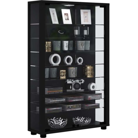 LumoMini Vitrinenschrank 2 Glastüren schwarz.