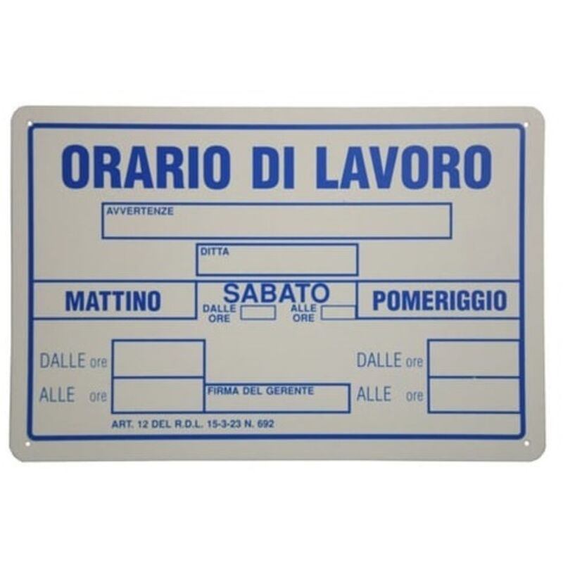 CARTELLO ORARIO LEBEZ IN ACRILICO 4506 - CARTELLI SEGNALETICI