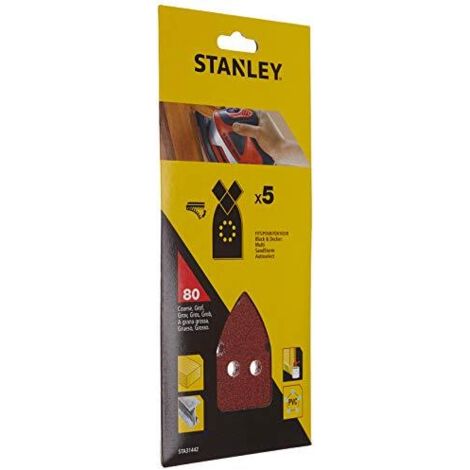 STANLEY - 5 FOGLI VELCRO A PUNTA PER LEVIGATRICI - GRANA 80
