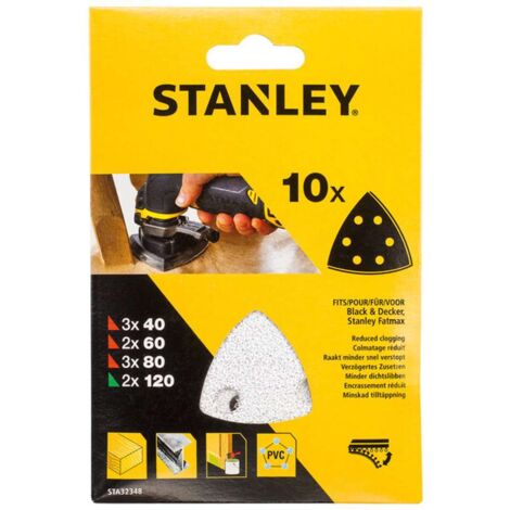 STANLEY CONFEZIONE 10 PEZZI FOGLI ABRASIVI PER MULTILEVIGATRICE GRANA 40-60-80-120 STA32348 (1/2)