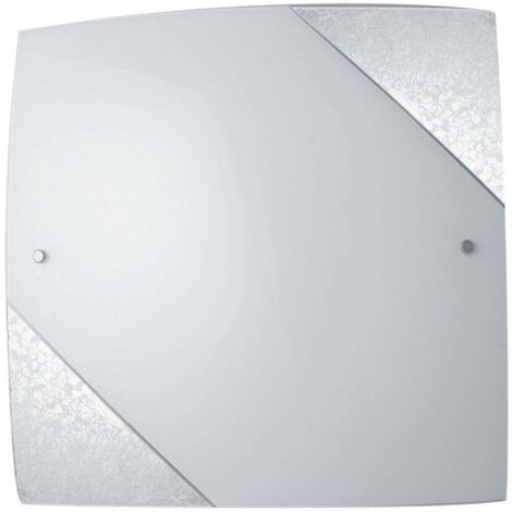 "Plafoniera PARIS in vetro con decoro in foglia argento 30x30 cm."