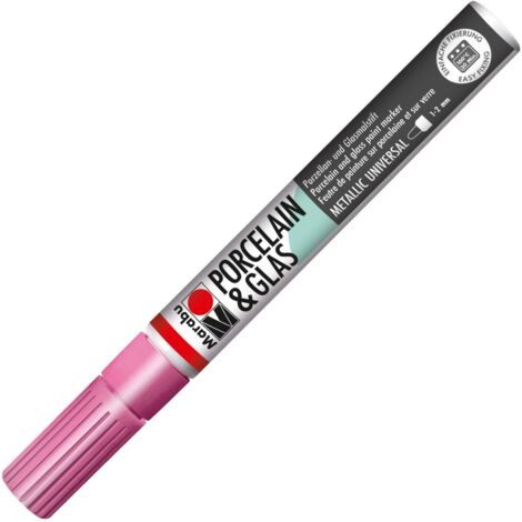MARABU - PENNARELLO PER PORCELLANA E VETRO 1-2MM ROSA METALLICO 733 (1/3)