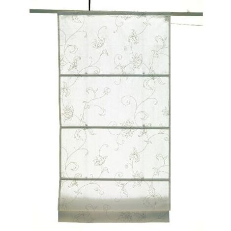 CONCEPT DECOR - TENDA A PACCHETTO CON BINARIO INCLUSO BIANCA CON FIORE GRIGIO 60X175 (1/2)