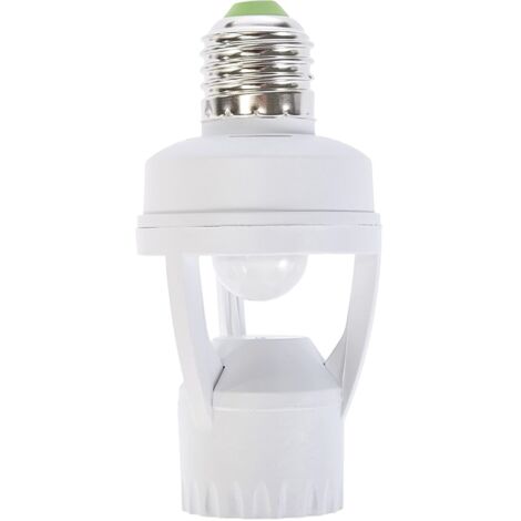 Electraline 58309 Portalampada (Base Lampadina E27) con Sensore Crepuscolare e di Movimento, Bianco (1/4)