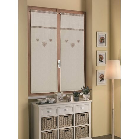 Home Collection TCCHE129/150 Tendina Coppia Cherie, Poliestere, Grigio, 60x150 cm, 2 Unita'