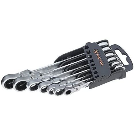GrecoShop Set di 6 Chiavi Combinate a Cricchetto con Snodo/Snodabili