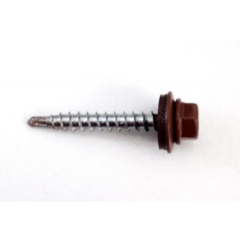 MASIDEF KK4050102 - CONNEX - 100 VITI AUTOPERFORANTI PER COPERTURE TESTA ESAGONALE MARRONE 4,8X35mm