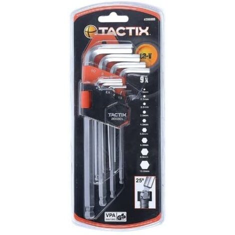 TACTIX - SET CHIAVI PIEGATE ESAGONALI ESTREMITA' SFERICA 9 PEZZI (1/2)
