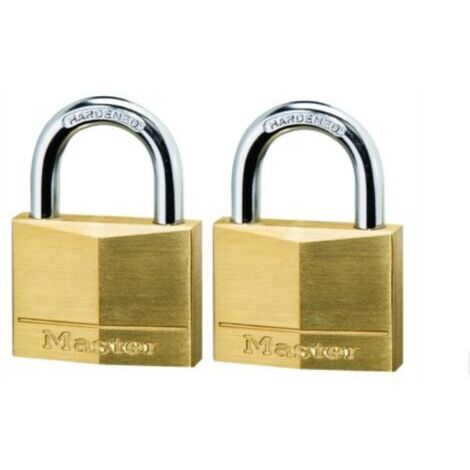 MASTER LOCK - 2 LUCCHETTI IN OTTONE MASSICCIO - ARCO ACCIAIO TEMPERATO - 40x22x6 MM (1/5)