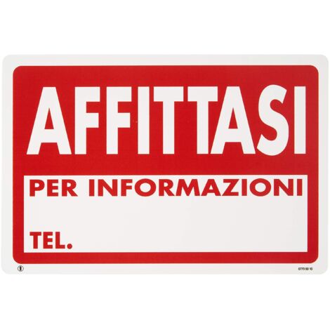 CARTELLO IN PLASTICA 300X200 MM AFFITTASI PER INFORMAZIONI TEL (1/3)