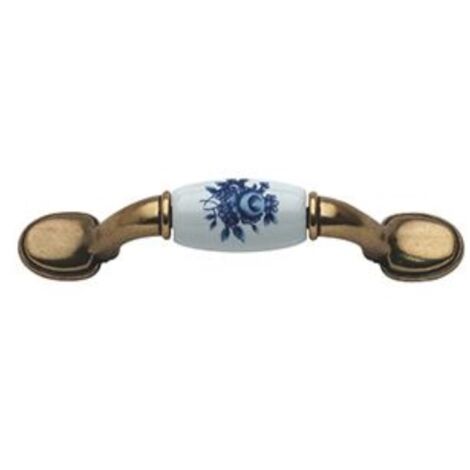 Maniglia in porcellana 74 mm fiore blu pezzi 1 - masidef