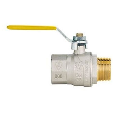 CONNEX - VALVOLA GAS A SFERA DRITTA M1/2XF1/2 CON LEVA GIALLA (1/3)