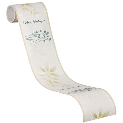AS Création - BORDO DECORATIVO AUTOADESIVO 5 MT CON FOGLIE BEIGE/VERDE (1/3)
